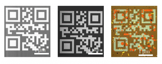 From left to right: the QR codes after fabrication, after two hours at 613 K, and after tw...