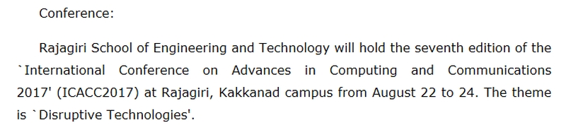 International Conference on Advances in Computing & Communications (ICACC-2017)
