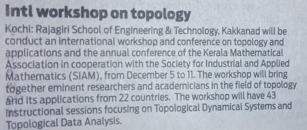 INTERNATIONAL WORKSHOP AND CONFERENCE ON TOPOLOGY & APPLICATIONS